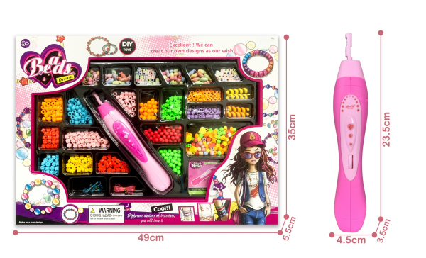 DIY Beads Dream Kit, 431 Pieces Jewellery Making Set with Pink Beading Tool, Colourful Beads for Bracelet Making,