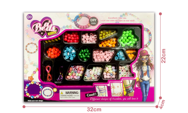 DIY Bead Jewellery Making Kit, 213 Pieces Bracelet Making Set with Colourful Beads, Creative Craft Toy for Children 3+