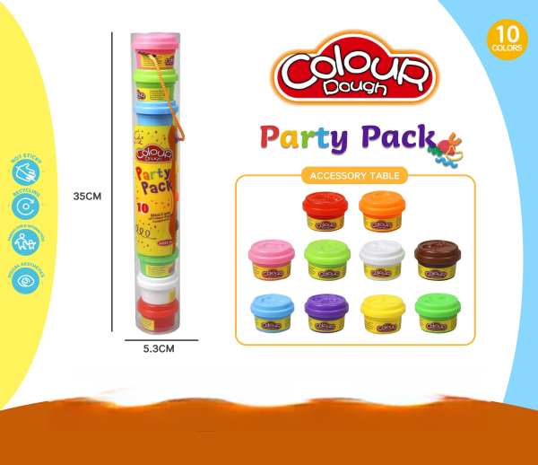 Colour Dough Party Pack, 10 Colours, Play Dough Tower, Ages 3+(Ref: 6525858103757)