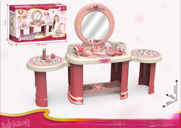 Kids Vanity Dressing Table Set with Mirror, Beauty Accessories,  Pink (Ref:6525858103566)