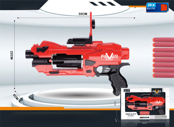 Fever Shoot Elite Foam Dart Blaster, Range, Semi-Auto, Red and Black, with 8 Foam Darts (Ref: 6525858104020)