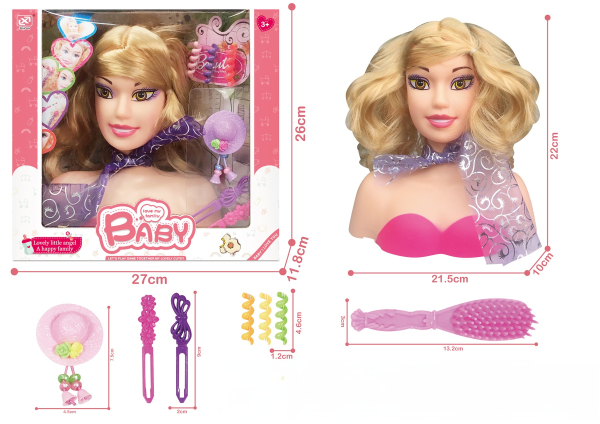 Styling Doll Head with Accessories, Hair Styling Practice Set, 7 Pieces (Ref: 6525858103535)