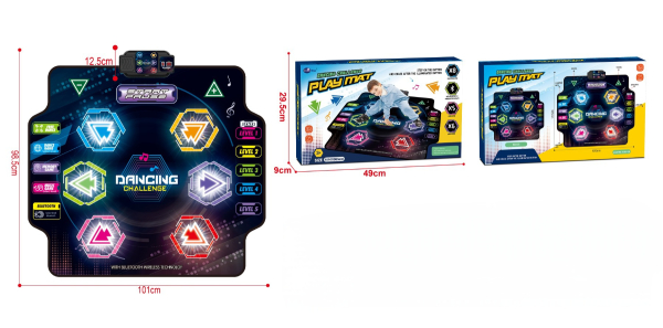 Interactive Dance Challenge Mat, Bluetooth Music Playmat with LED Lights, 5 Difficulty Levels (Ref: 6525858103719)