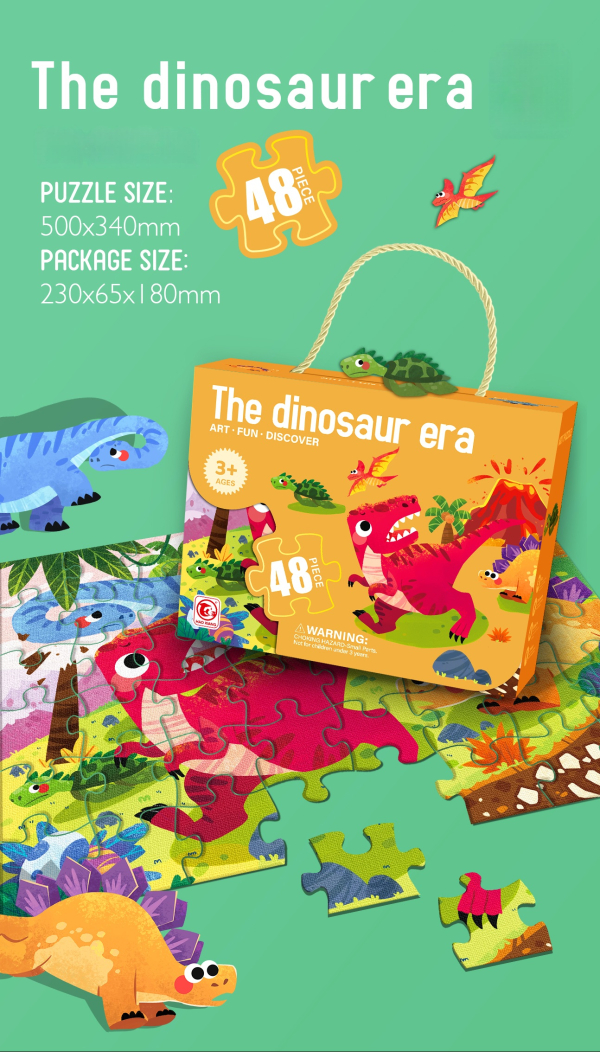 The Dinosaur Era Educational Puzzle, 48 Pieces,  Ages 3+, with Carry Handle (Ref: 6525858104549)
