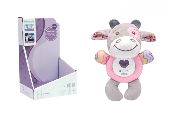Funmush Unicorn Baby Calm Doll, Plush White Soft Toy with Stars Light Projector, 0+ Months