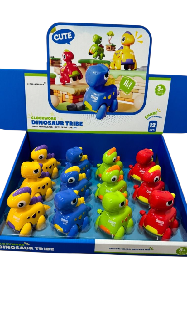 Clockwork Dinosaur Tribe, Pack of 4 Toy Set, Wind-up Colourful Dinos for Ages 3+ (Ref: 6525858104129)