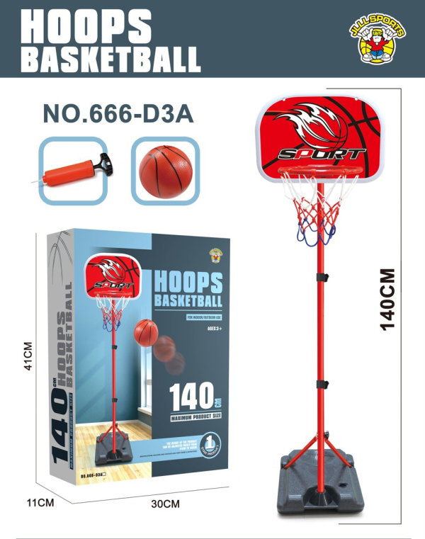 Kids Basketball Hoop Set,  Portable Base with Ball and Pump, Red (Ref: 6525858103894)