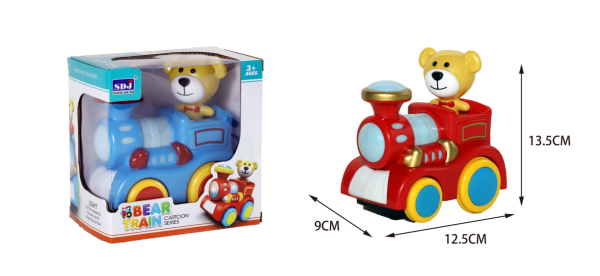 SDJ Bear Train Cartoon Toy, Light-Up Locomotive with Teddy Driver, Ages 3+ (Ref: 6525858104211)