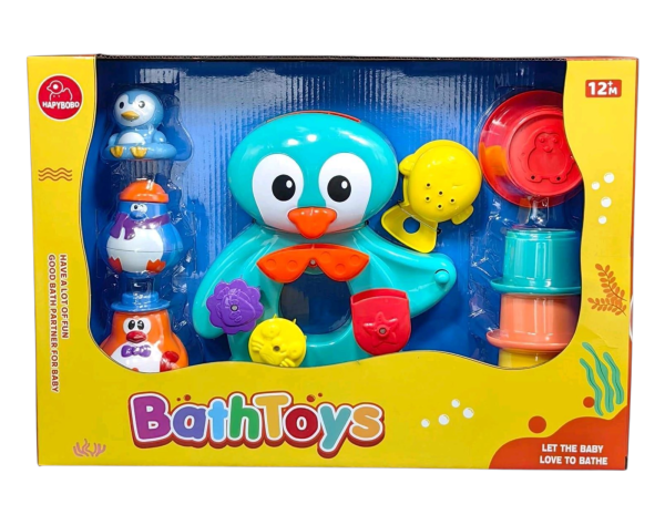 Bath Toys for Baby, Penguin Water Play Set with Stacking Cups, 12 Months Plus (Ref: 6525858104457)