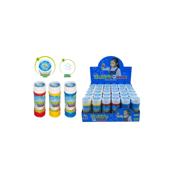 Bubble Game Kids Toy Set, 60ml Bottles, 36-Pack Display Box, Labyrinth and Bubble Blowing Activities