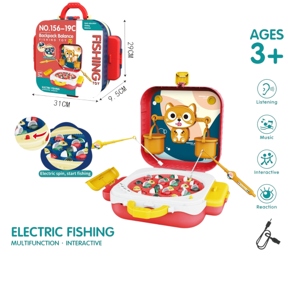 Kids Fishing Game Set with Electric Rotating Fish and Magnetic Rods, 3+ Years (Ref: 86526635106198)