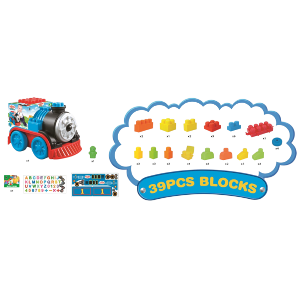 Train Building Blocks Set for Kids, 39 Pieces, Educational Toy with Alphabet and Numbers (Ref: 7525666104501)