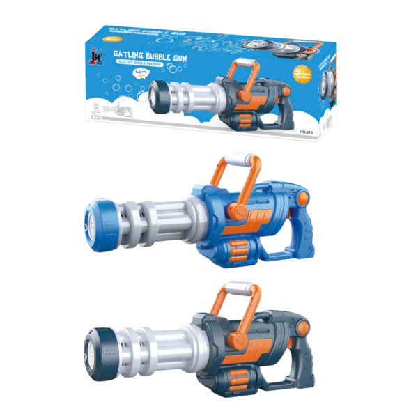 Electric Gatling Bubble Gun, Automatic Bubble Blaster Machine, Blue and Orange (Ref: 7525666104471)