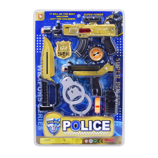 Kids Police Pretend Play Set with Toy Gun, Badge, Handcuffs and Accessories, 28x43 cm (Ref: 7525666104778)