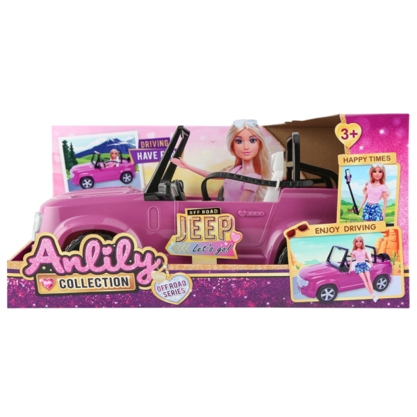 Happy Times Off-Road Pink Jeep Doll Vehicle Playset, Ages 3+, Collection Series (Ref: 7525666104938)
