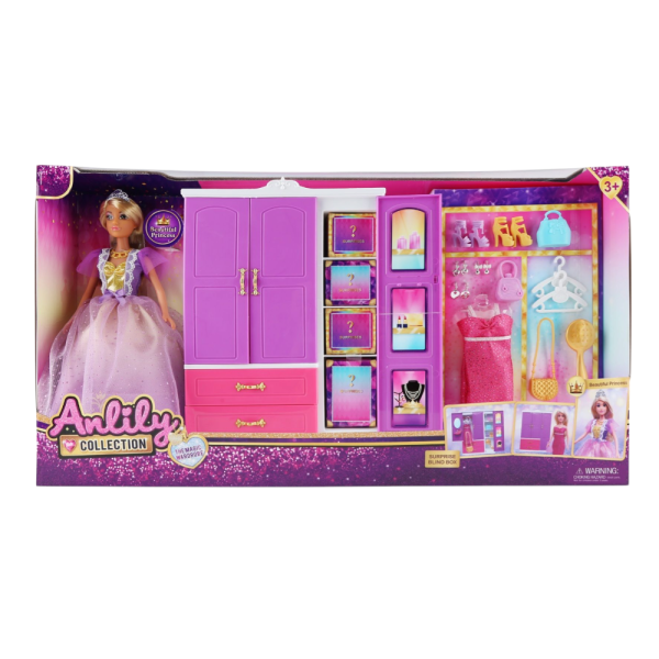 Beautiful Princess Magic Wardrobe Doll Playset with Accessories, Purple and Pink (Ref: 7525666105041)