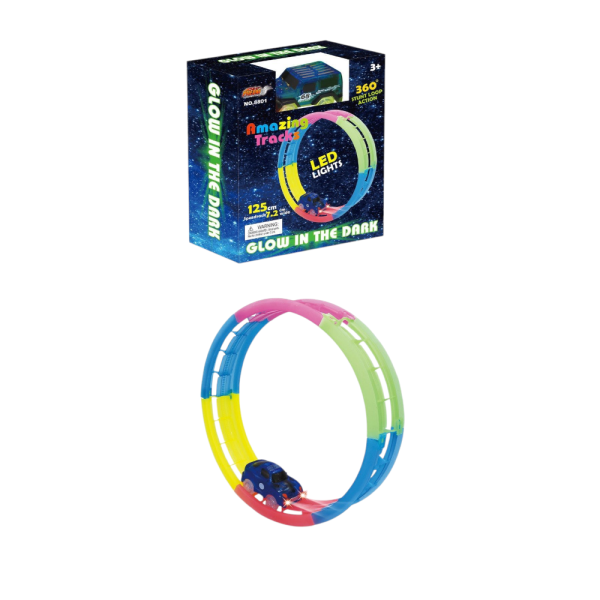 Amazing Tracks Glow in the Dark Race Track Set, 125cm, LED Lights, 360° Loop, Ages 3+ (Ref: 7525666104662)