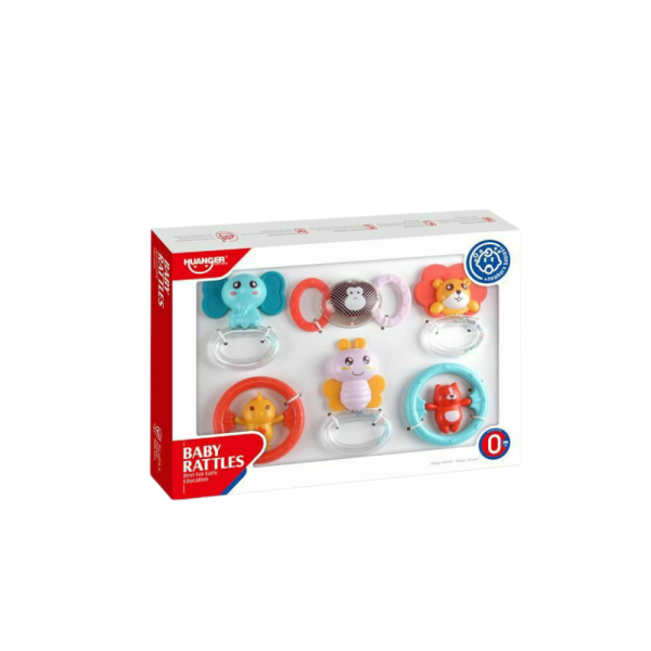 Huanger Baby Rattles Set, 6 Animal Design Teething Toys, Educational Development Toys for 0+ Months (Ref: 7525666104273)