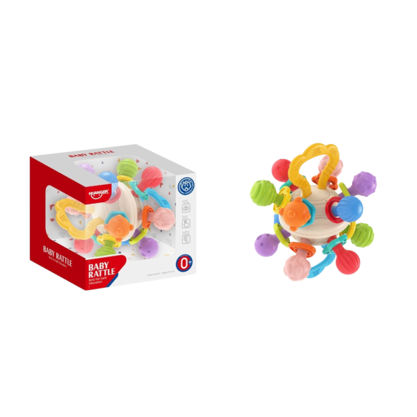HUANGEL Baby Rattle Toy, Educational Teething Ball, Colourful Design, 13 cm, Ages 0+ Months (Ref: 7525666104280)