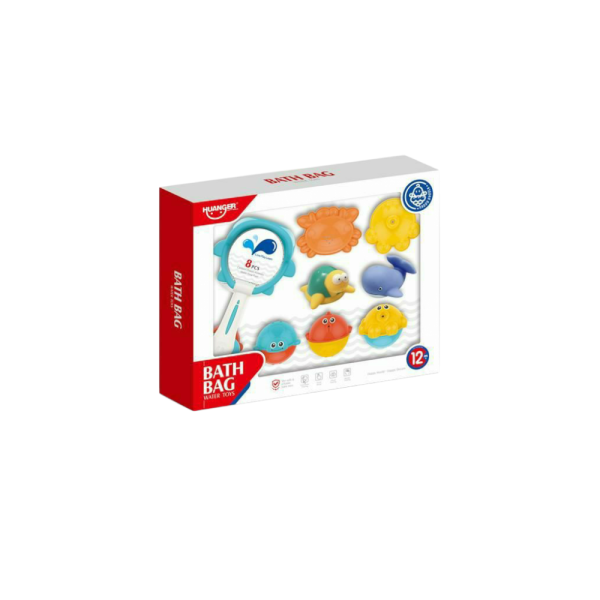 Huanger Bath Toys Set for Kids, 8 Piece Sea Animal Water Toys with Net, Ages 12+ Months (Ref: 7525666104358)