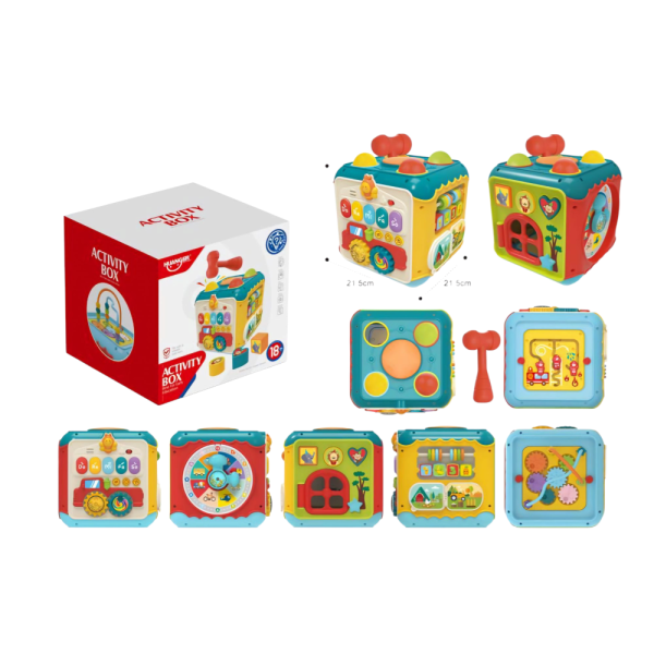 Activity Box Educational Toy Cube, 6-Sided Learning Centre, Musical Notes and Gears, 21.5 cm, 18+ Months (Ref: 7525666104389)