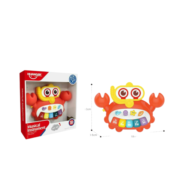 HUANGER Musical Crab Piano Toy, Educational Musical Instrument, 18 x 13 x 3.6 cm, Red and Yellow (Ref: 7525666104198)