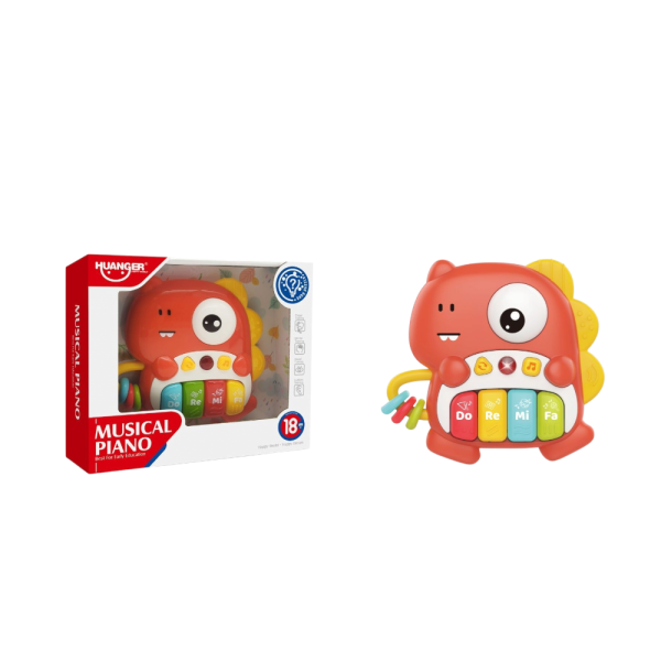 HUANGER Musical Piano Toy, Baby Dinosaur Educational Toy, Interactive Learning Piano for Toddlers, Red
