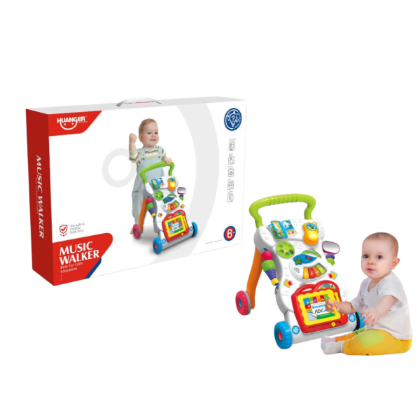 Huanger Music Walker, Educational Baby Push Walker with Musical Toys, Interactive Learning Activity Centre, 6+ Months (Ref: 7525666104105)