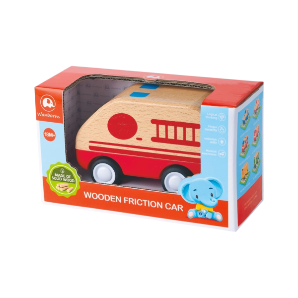 Wooden Fire Engine Push Toy for Children, Red, 18+ Months (Ref: 8526635106877)