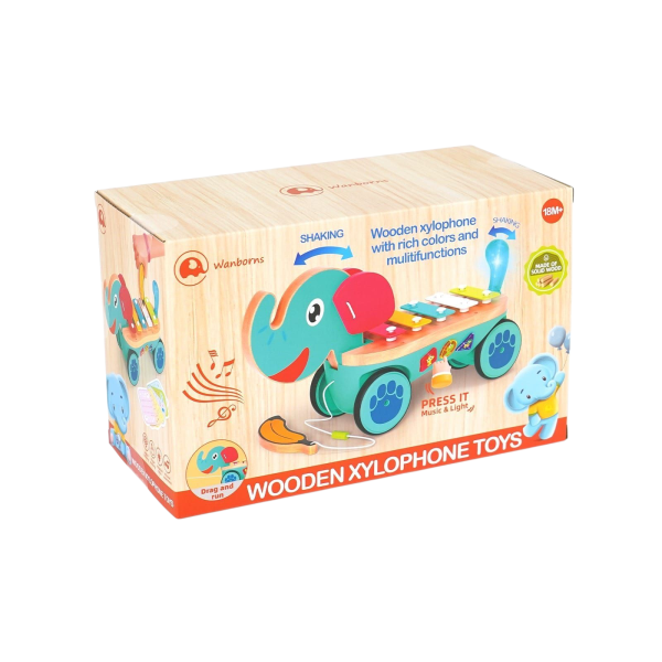 Wooden Pull-Along Car Toy, Rainbow Colours, Toddler Educational Vehicle, 18+Months (Ref: 8526635106891)