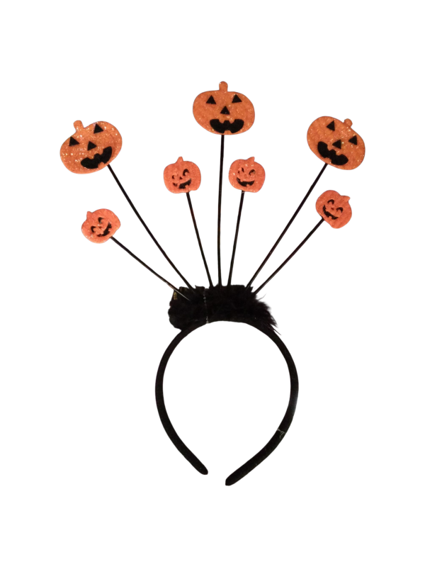Halloween Pumpkin Headband, Orange Glitter Jack-o'-Lantern Bopper, Party Costume Accessory (Ref: 050565629326)