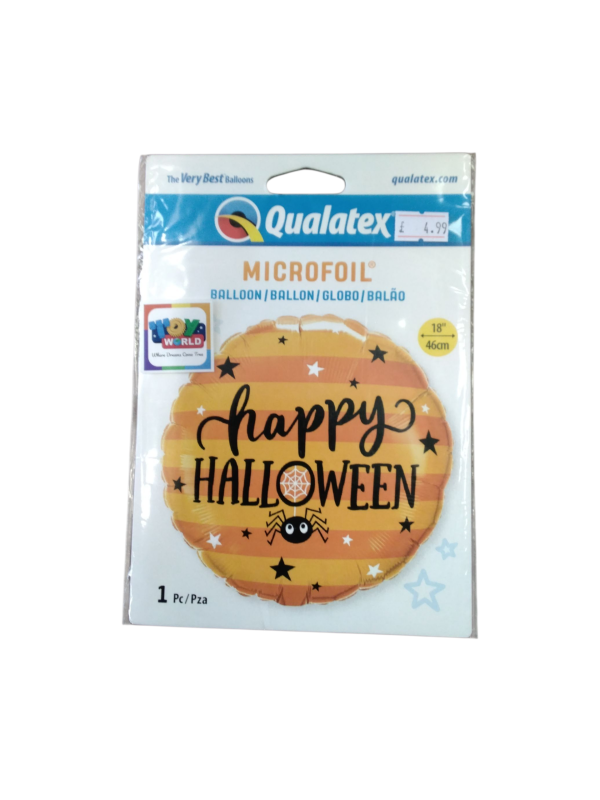 Qualatex Microfoil Happy Halloween Balloon,  Orange and Yellow with Spider Design (Ref: 7144419713)
