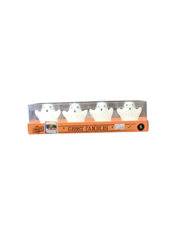 Halloween Ghost Candles, Set of 4, White Decorative Spooky Design