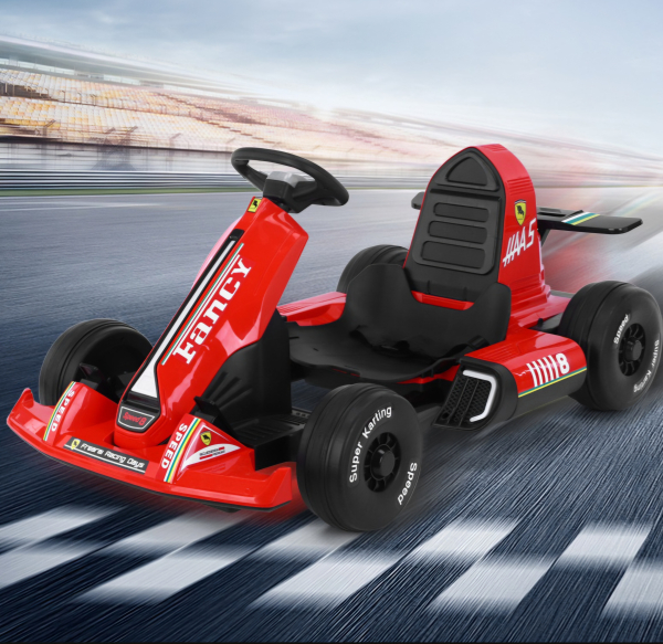 Kids Electric Go-Kart Racing Car, Formula 1 Style, Ride-On Toy with Padded Seat,  12V7 Battery, 550 Dual Drive Power with Remote Control (Ref: 3120)