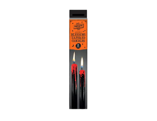 Fangtastic Spooky Bleeding Taper Candles, Black and Red, Pack of 2 ( Ref: 056170355070)