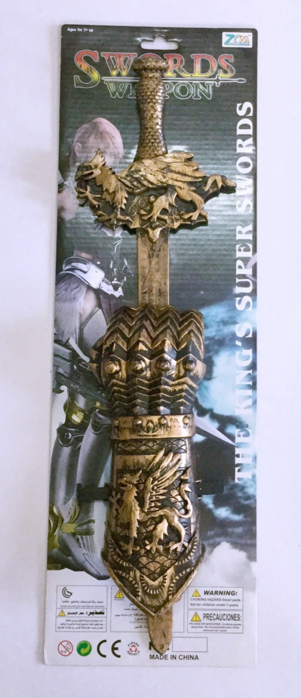 Medieval Fantasy Sword Weapon Toy with Dragon Design, Gold-Coloured Decorative Blade (Ref: 8526635106280)