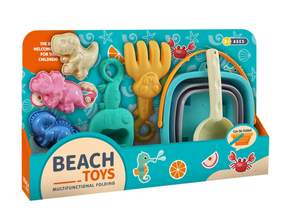 Beach Toys Set for Kids, Multifunctional Folding Sand Play Kit with Dinosaurs and Sea Creatures (Ref: 8526635106365)