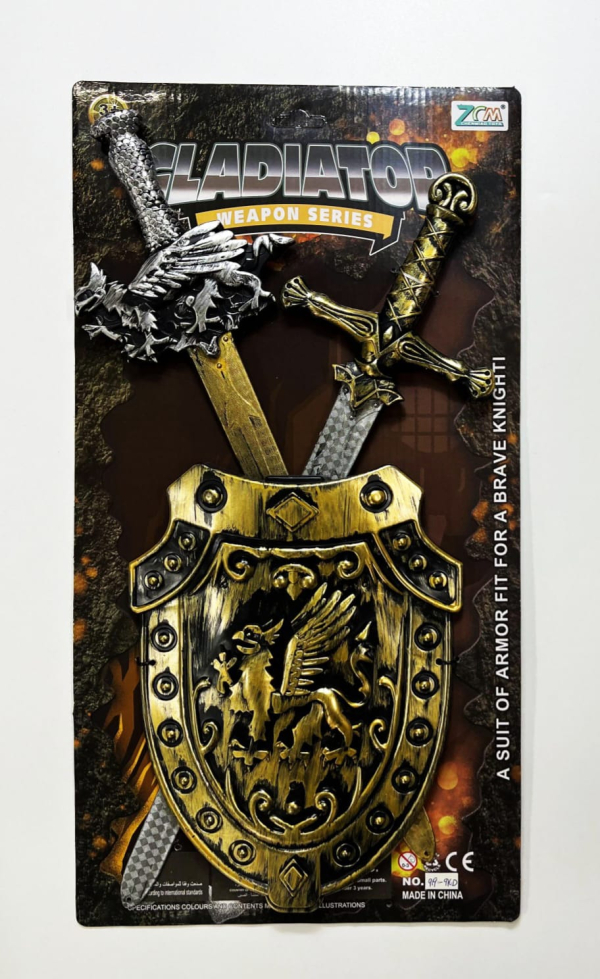 Gladiator Weapon Series Medieval Knight Toy Set with Shield and Swords, Gold and Silver (Ref: 8526635106297)