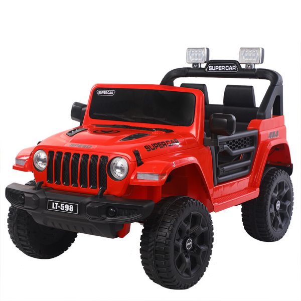 Super Car Kids Electric Ride-On Jeep, 12V Battery Powered, LED Lights, Available in Red and Green (Ref: 1098)