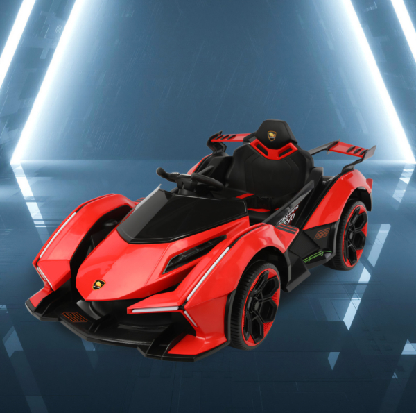Kids Lemborghini Electric Ride-On Supercar, Racing Style Design, 12V Battery Powered with Dynamic Music and Light, Available in Red and Yellow, Aerodynamic Body Kit (Ref: 1112)