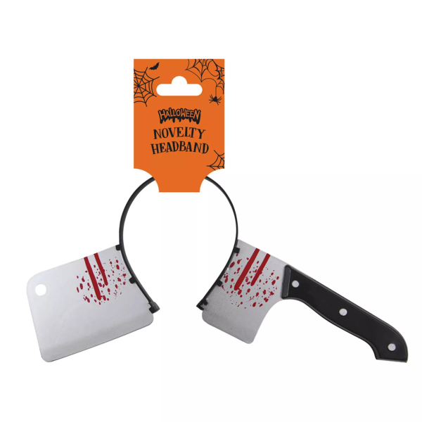 Halloween Novelty Cleaver Headband with Blood Splatter, Horror Costume Accessory (Ref: 033601021049)
