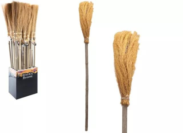 Decorative Witch's Broom Halloween Props, Natural Straw Broom with Wooden Handle (Ref: 050565482846)