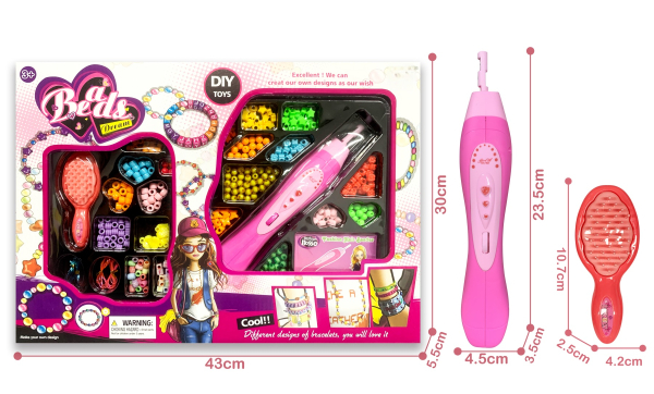 DIY Beads Bracelet Making Kit, Children's Jewellery Craft Set with Colourful Beads, Storage Box, Ages 3+ (Ref: 6525858103498)