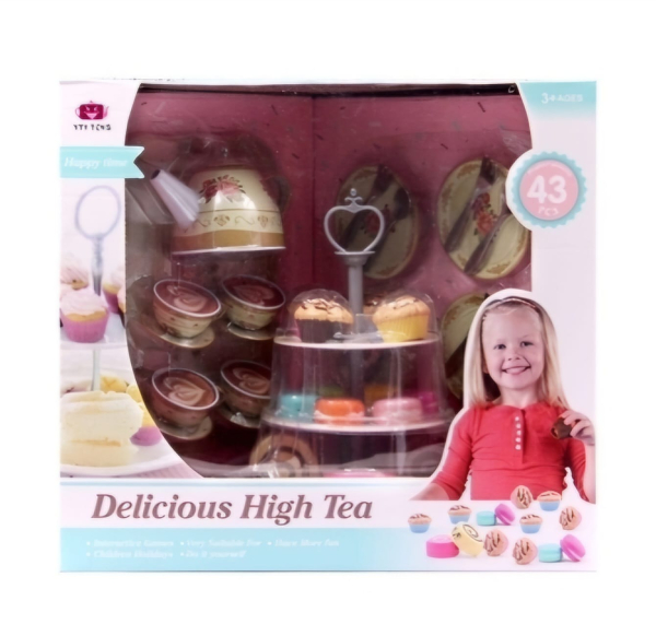Delicious High Tea Party Set, 43 Pieces, Kids Tea Service with Pastries and Desserts (Ref: 8526635106846)