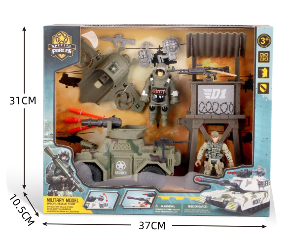 Special Forces Military Playset with Helicopter, Tank, Action Figures and Accessories (Ref: