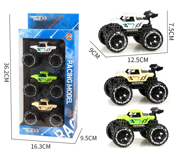 Monster Truck Racing Model Toys, Set of 3 Cars with Large Wheels (Ref: 8526635106549)