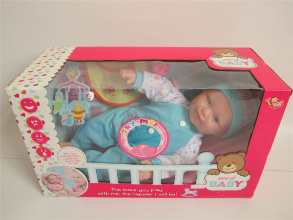 Sweet Baby Interactive Doll with Crib, Musical Mobile, and Accessories, Blue and White Outfit (Ref: 8526635106952)