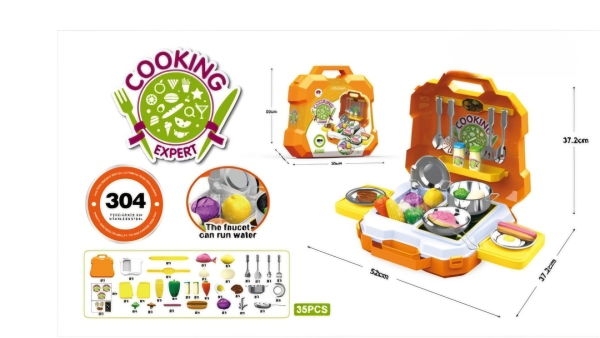 Kids Kitchen Play Set, 35 Pieces Cooking Toys with Storage Case, Educational Pretend (Ref: 8526635106822) Food and Utensils