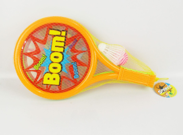 Boom Sports Badminton Set with Rackets and Shuttlecock, Orange and Yellow, Outdoor Game (Ref: 8526635106402)