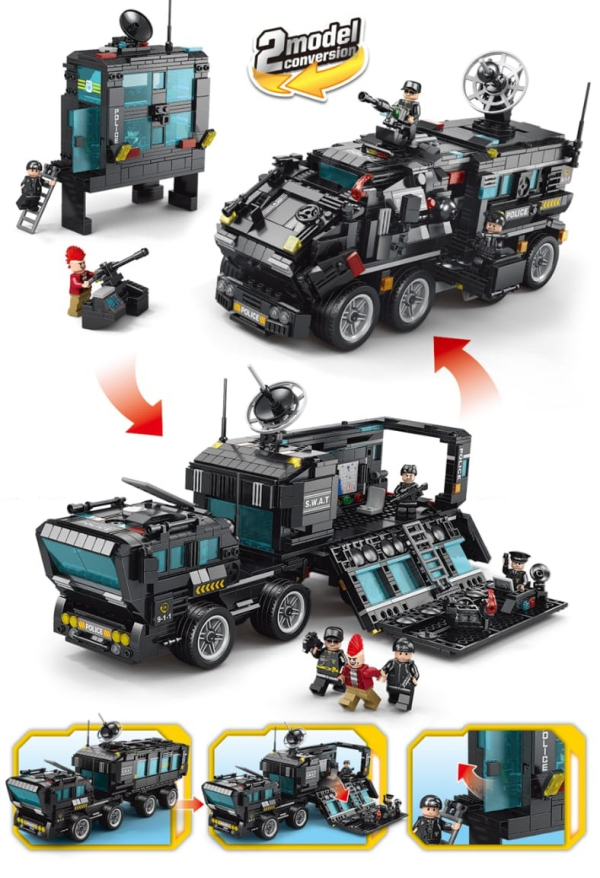 Police Mobile Command Centre Building Set, 1458 Pieces, 2-in-1 Convertible Vehicle with Figures, Ages 6+ (Ref: 8526635106525) - Image 2